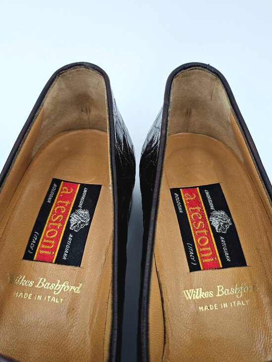 A. Testoni Tassel Loafers Brown Leather Alligator Brogue Shoes Mens Size US 9.5N main image 14